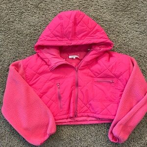 Olivaceous quilted cropped neon puff jacket medium
Women